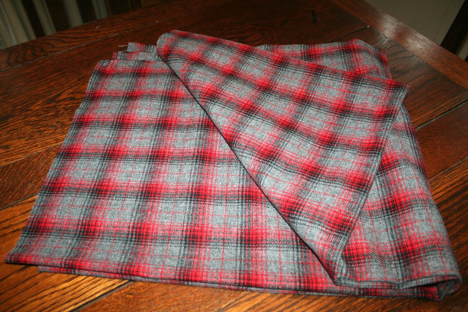 Pendleton Wool Plaid Fabric REMNANT NEW Fabric 2 Yards Grey