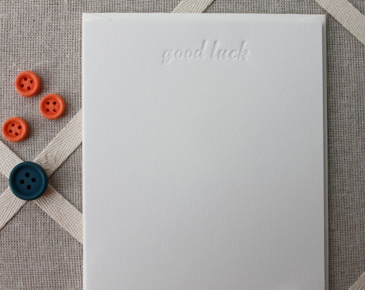 Set of four letterpress flat cards good luck / by impressus