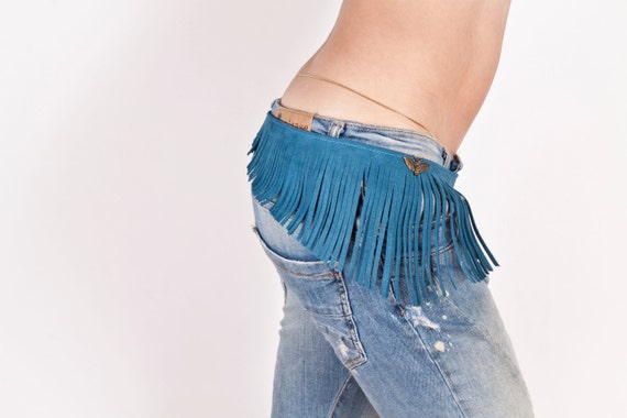 BLACK FRIDAY ! uniquely handcrafted leather belt women fashion summer festival blue leather