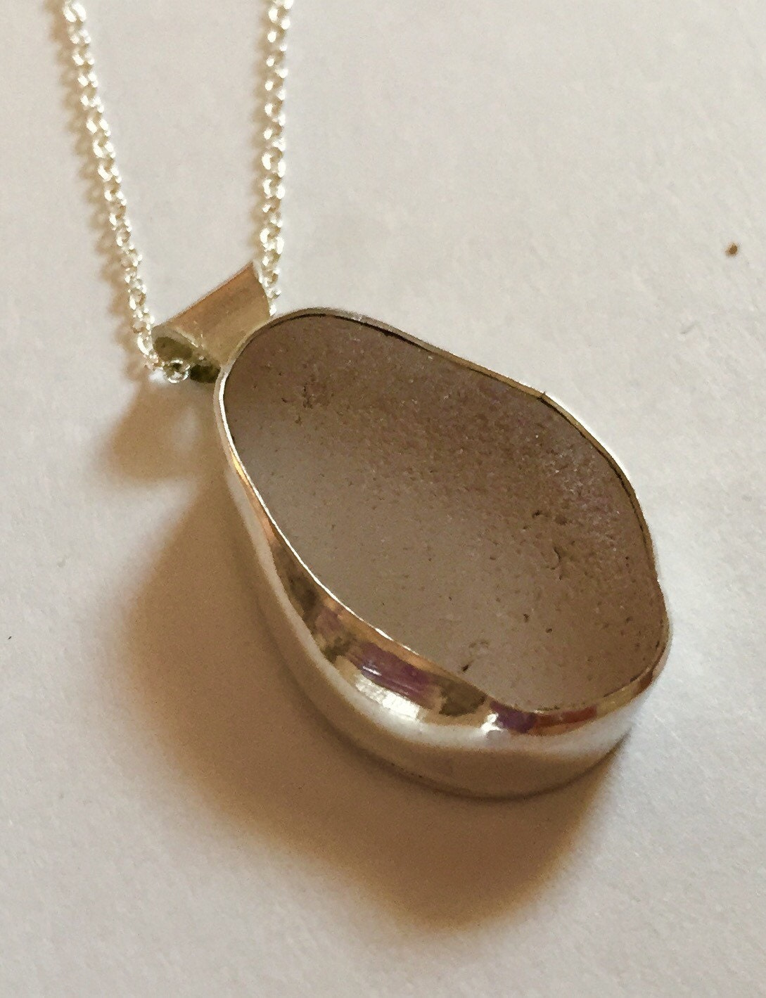 Light sea glass pendant in fine and sterling by SeaSaltDesigns