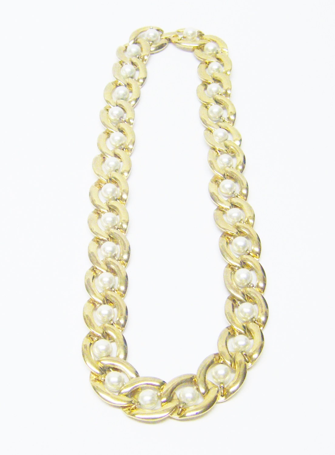 Gold Plated Twist Chain Wsimulated White By Sabrinadesignjewelry