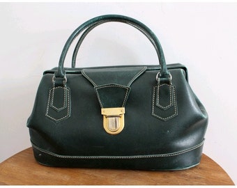 1940 green leather DOCTOR BAG
