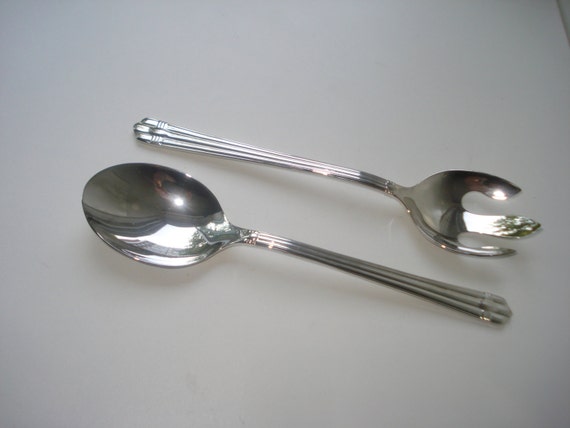 Spoon Utensils  silver Silver Salad Vintage  and Plated utensils   Fork  serving Serving Silver