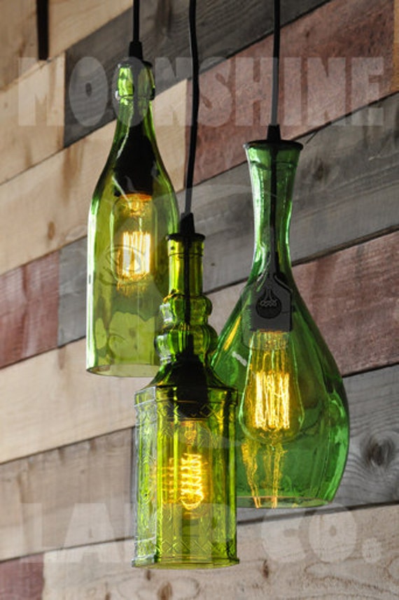 Items similar to Recycled bottle chandelier - The Harmony on Etsy