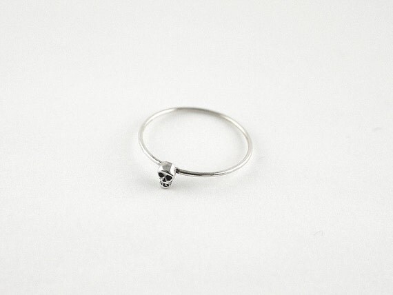 Tiny skull ring sterling silver ring minimal statement