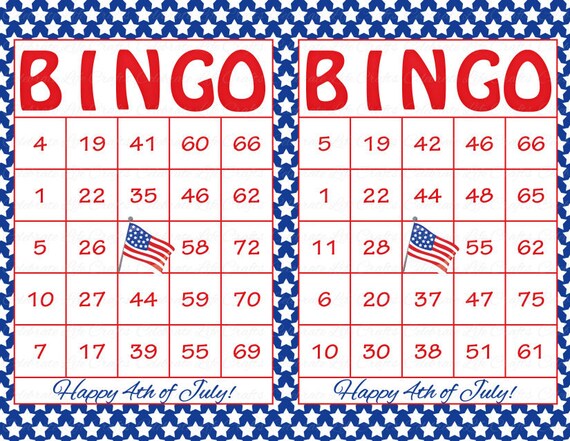 60 4th of July Printable Bingo Cards Patriotic Theme Stars