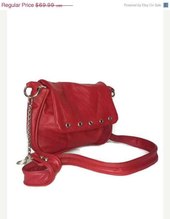 ON SALE Bright red crossbody bag small women messenger by Fgalaze