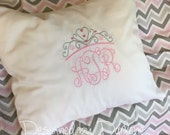 Items Similar To Embroidered Personalized Crown Pillow Sham Travel Size