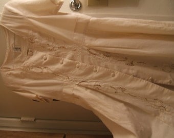 Vintage cutwork dress, worn once, cream color cotton size 12 - 14