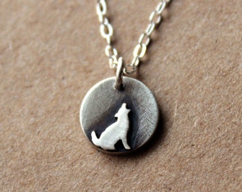 Sterling Silver Wolf Necklace - Handcrafted Silver Jewelry - Silver Necklace
