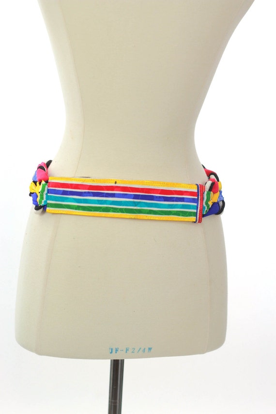 80s boho belt Fabric belt Neon belt stripe belt Hippie belt