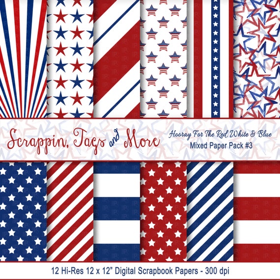 Printable Patriotic Scrapbook Paper by ScrappinTagsAndMore