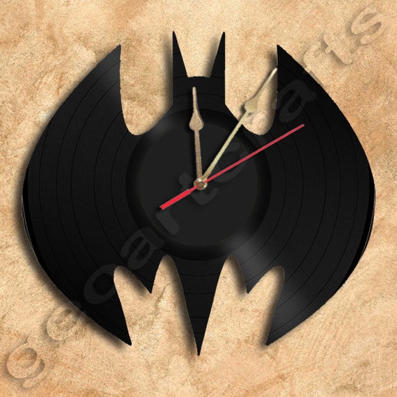 Wall Clock Bat Man No2 Vinyl Record Clock Upcycled by geoartcrafts