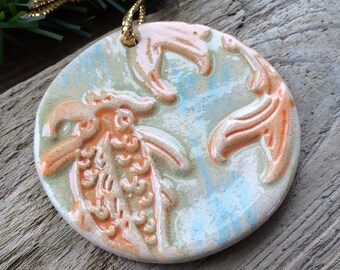 Koi Fish Ornament, Fish Ornament, Handmade Pottery Fish Ornament, Koi Fish Pond Gift, Symbol of Strength, Koi Fish Christmas Ornament