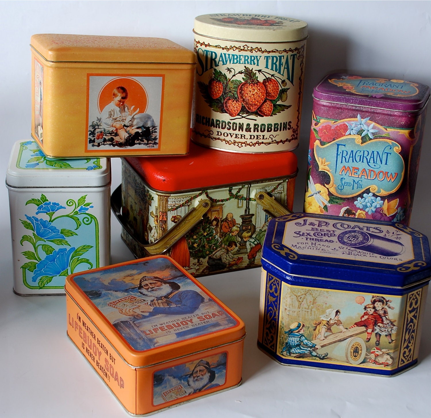 Lot of 7 Vintage Advertising Reprinted Square Tins – Haute Juice