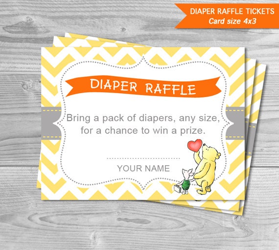 Diaper Raffle Tickets Winnie the Pooh Baby Shower Games