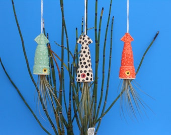 Air Plant Planter, Hanging Planter, Small Squid,Whimisical gift for any Occasion