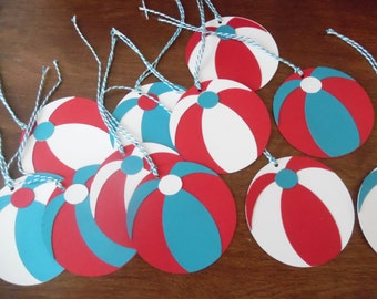 Beachball Party Favor Tags- Beach Party Tags- Pool Party Favor Tags- Pool Birthday Party