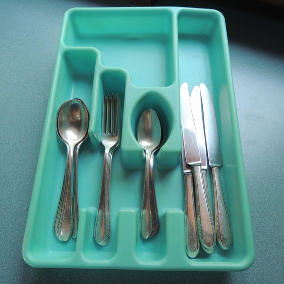 Rubbermaid Flatware Tray Silverware Holder Turquoise Cutlery
