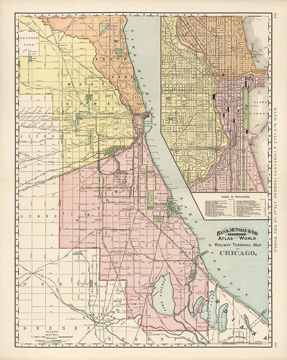 Antique Map of Chicago, Illinois (1892) - Archival Reproduction