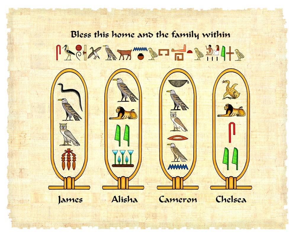 Ägyptische Hieroglyphen Print Cartouches personalisiert mit 4