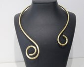 Expedited fast shipping / Princess Brass Neck Cuff, Gorgeous solid brass  choker. Handcrafted piece.  Timeless modern style.