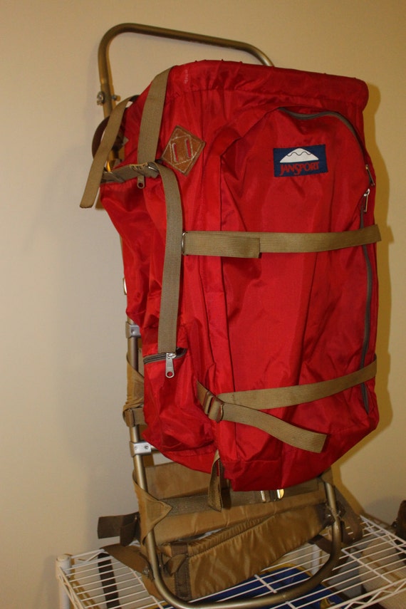 Vintage Jansport Backpack External Frame Red Pack Bag by Lishtron