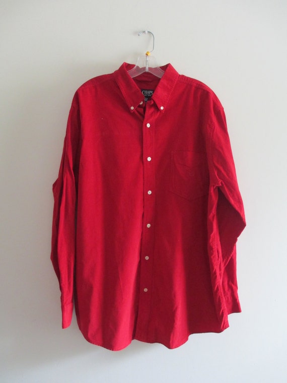 Mens Vintage Chaps Red Corduroy Button Up Collared Long by jnh5855