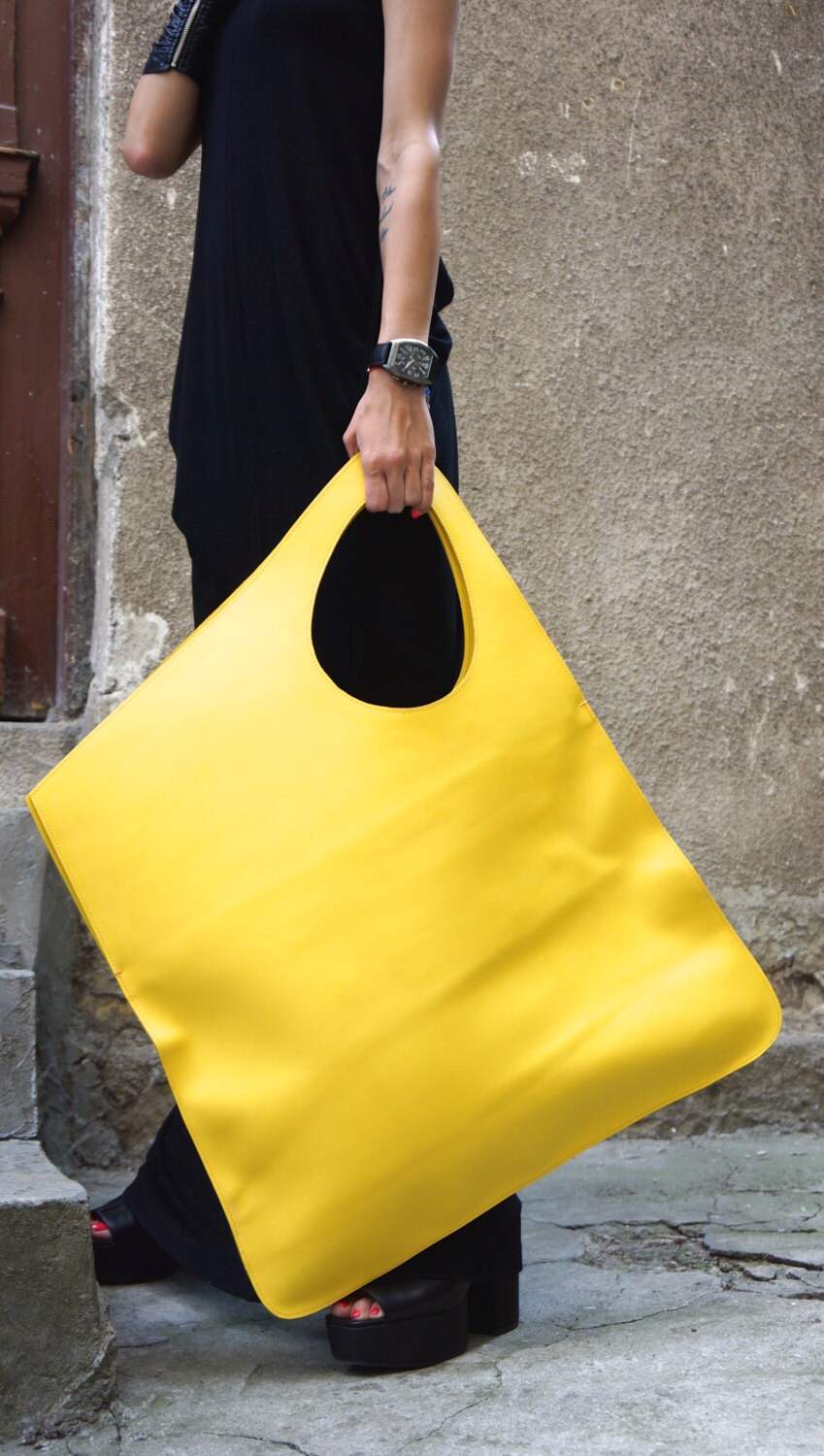 NEW Genuine Leather Yellow Bag / High Quality Tote by Aakasha