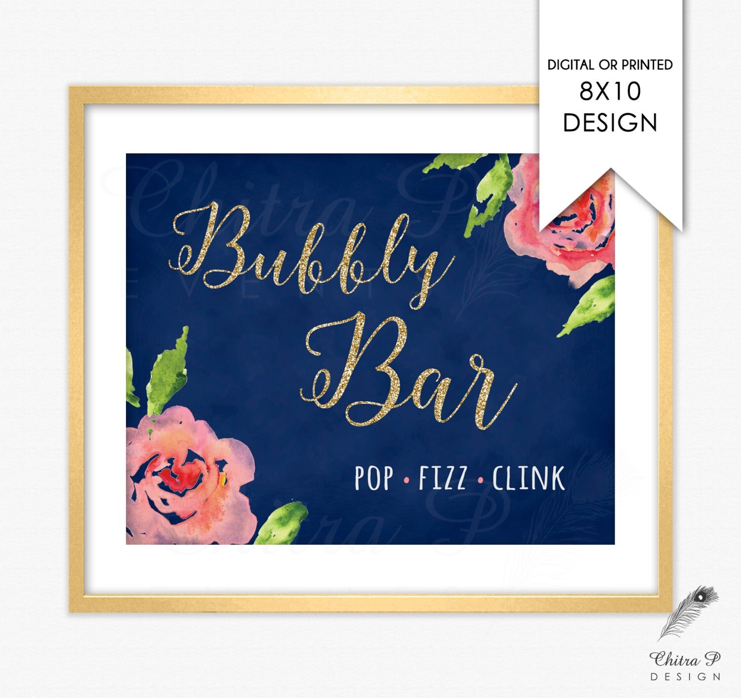 8x10 Bubbly Bar Sign Printed or Printable Pink Blue by chitrap