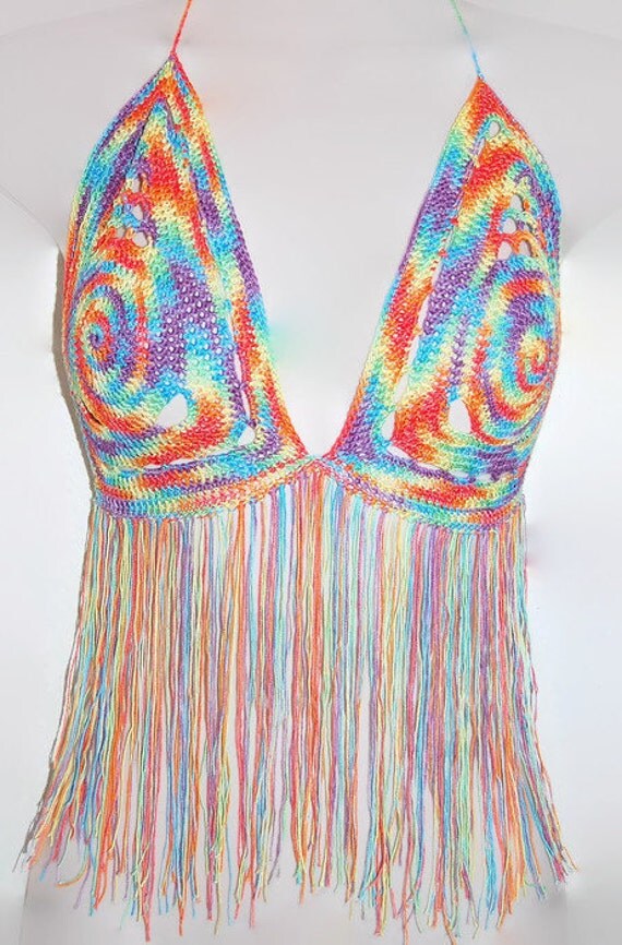 Crochet Halter Top Tie Dye Style by IvithjasCreations on Etsy