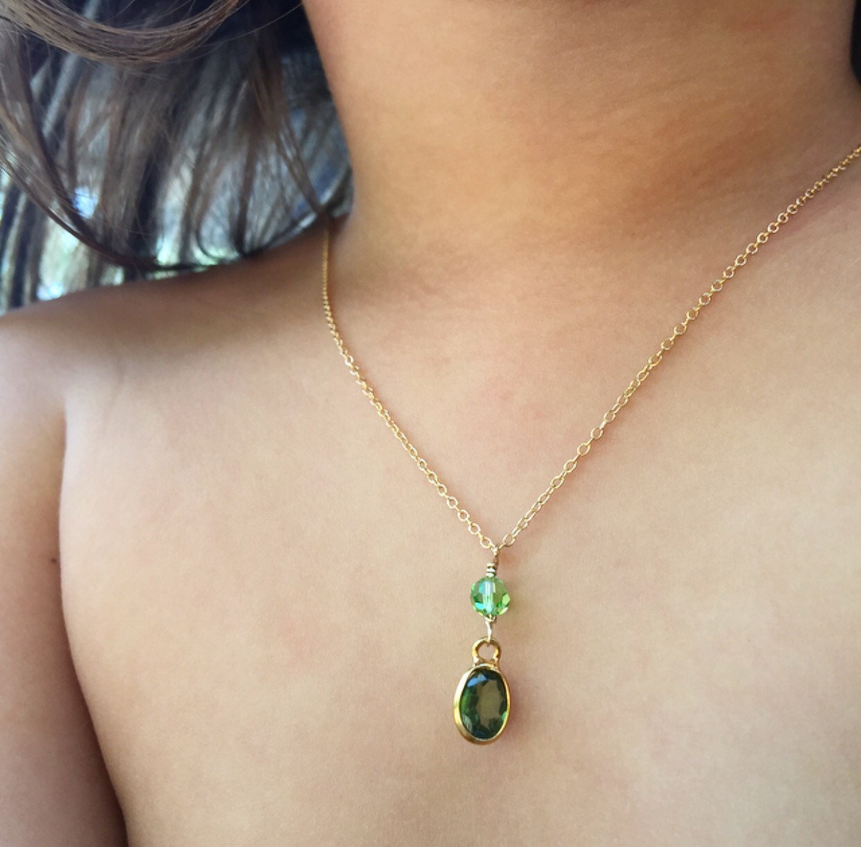 Peridot birthstone necklacebirthstone necklacegirl