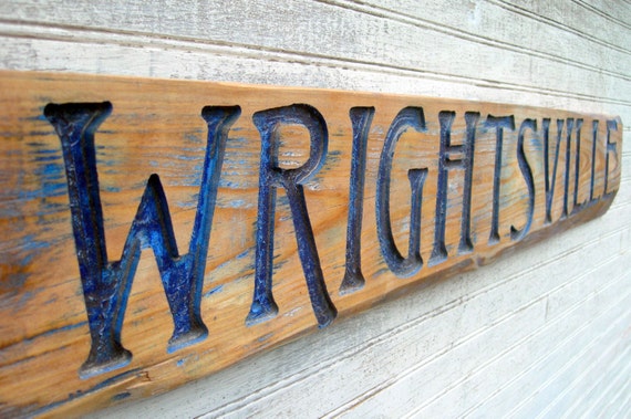 nc of   in  signs  Carolina old NC  wilmington Cypress, slab Carved North Sign Wilmington an rustic