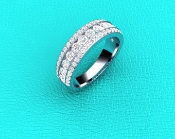 14K white gold diamond band.