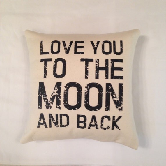 Love You to the MOON and Back Pillow Cover by VintageAffairStudio