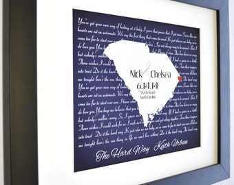 Wedding Song Art, Song Lyric Art Song Lyric Wedding Vow Art Wedding Vows Print 50th Anniversary Gift Personalized Wedding Gifts State Art