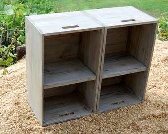 Wooden Crates Nightstand Pair Of Side Tables Reclaimed Classic Gray Medium Wooden Crates Nightstand Pair Of Side Tables Reclaimed Classic Gray Medium
