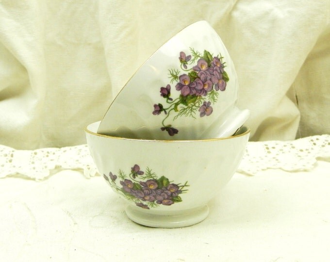 2 Small Vintage Bone China Ceramic Café au Lait Bowl / French Country Decor/ French Vintage/ Coffee Bowl/ Shabby Chic/ French Decor / Retro