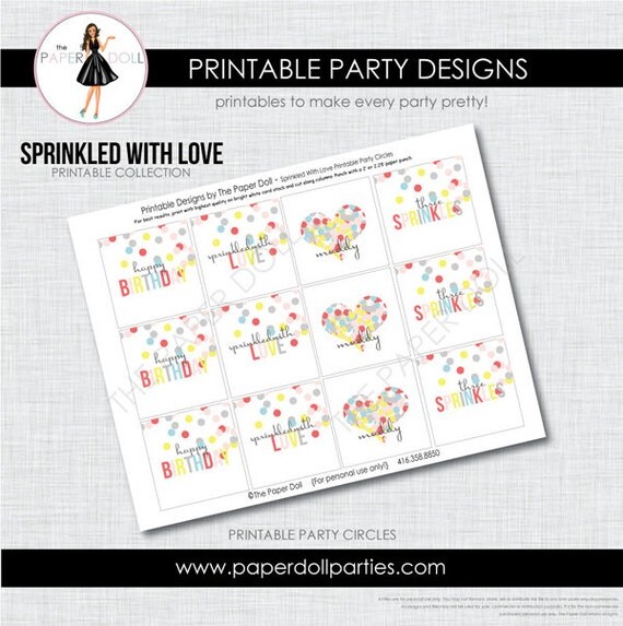 Sprinkled With Love Printable Party Circles : Printable Party Designs by The Paper Doll Il_570xn