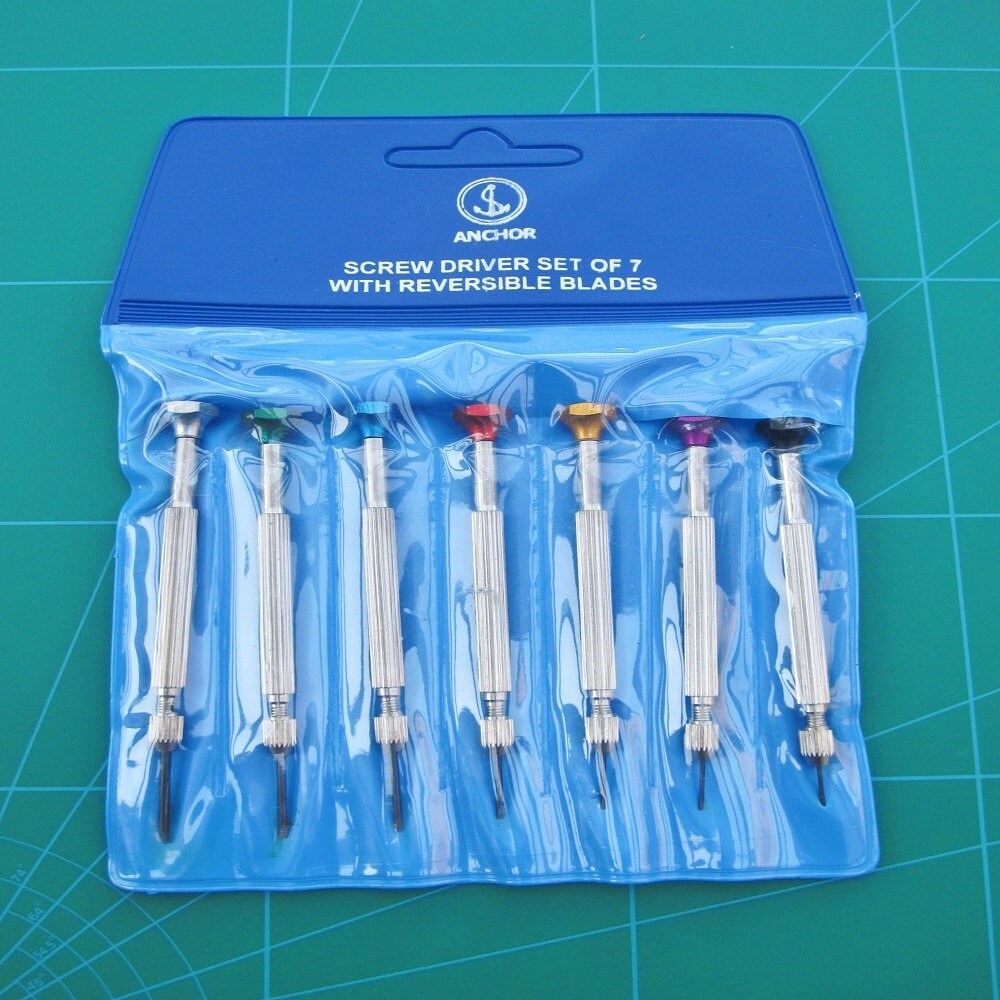 Watch Repair Screwdrivers 7 Piece Set With Reversible Double Ended Flat