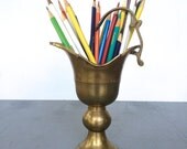 vintage brass vase ewer pitcher vessel boho hollywood regency