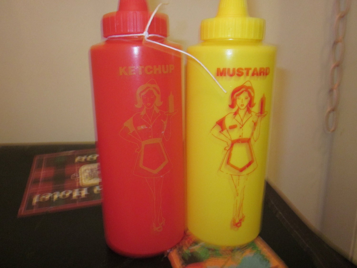 Retro Ketchup and Mustard Bottles