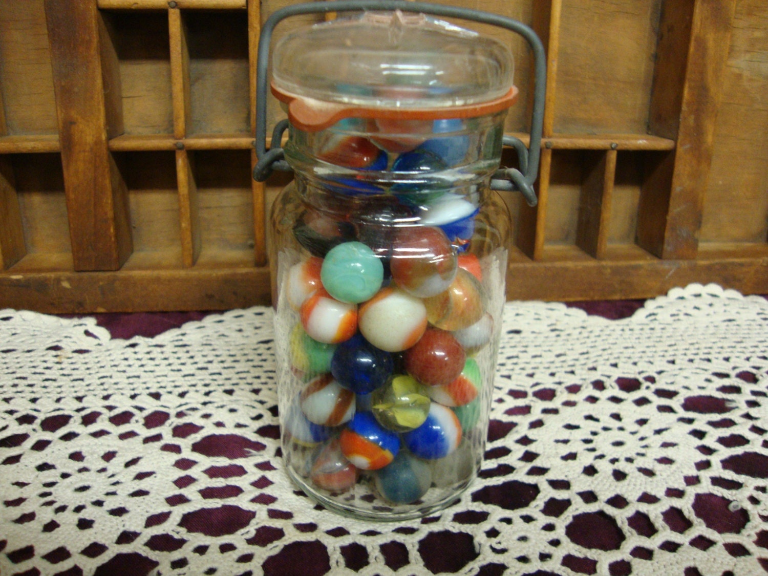 Vintage Jar Full of Marbles