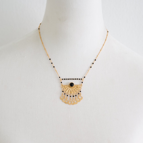 18k Gold plated sterling Fan necklace