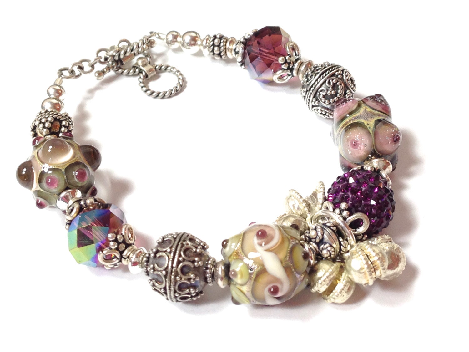 Lampwork Bead Bracelet Glass Bead Bracelet Glass by OoLaLaJewelry