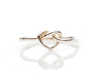 Heart Knot Ring- Sterling Silver, Bridesmaid gift, Tie the Knot Ring, Knot Ring, 925 Sterling Silver, Heart Ring, Wedding Favors, Bridesmaid