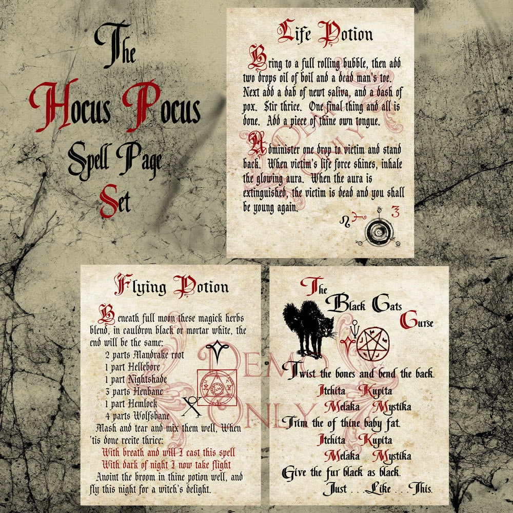 Hocus Pocus Spell Book Pages Printable Printable Word Searches