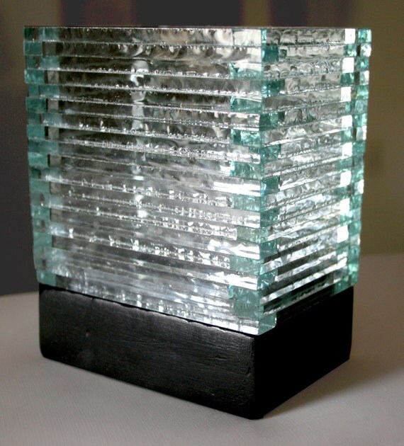 Stacked Glass Rectangular Candle Holder by StormStorm on Etsy