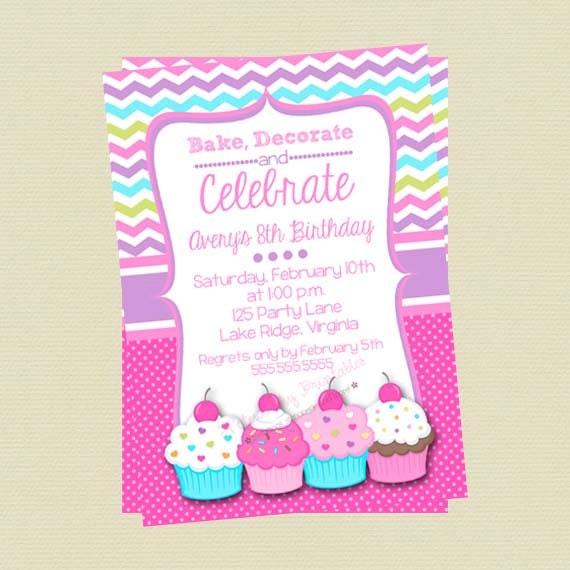 Cupcake Decorating Birthday Party Invitations 8