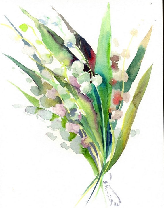 Lilies of the Valley Original watercolor painting by ORIGINALONLY